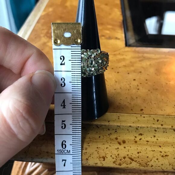 Natural Mint Garnet Sterling Silver 18k Yellow Gold Vermeil Ring Size 7 - Picture 9 of 9